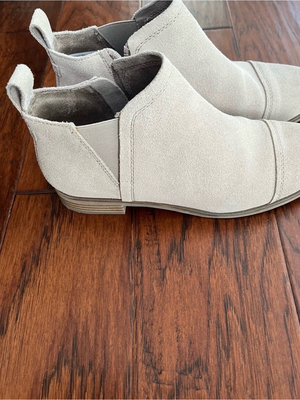 Toms Suede Ankle Booties in Light Taupe